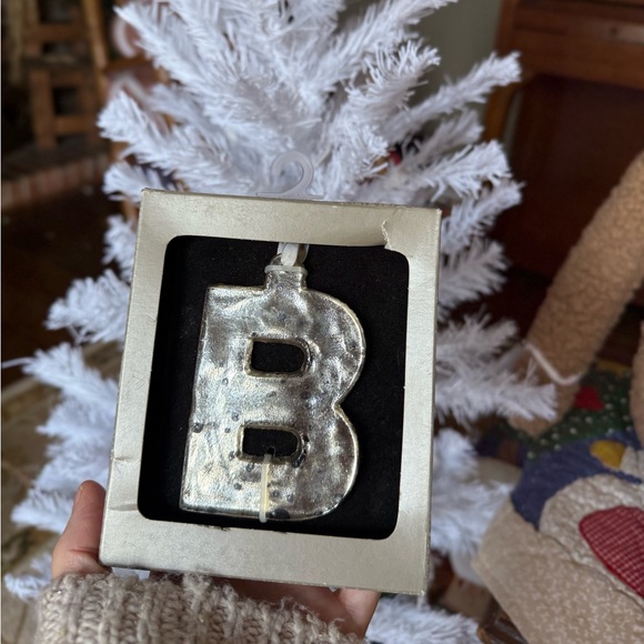 MERCURY GLASS LETTER Ornament Faux Mercury Glass Silver Initial Rustic Antiqued - Picture 2 of 8